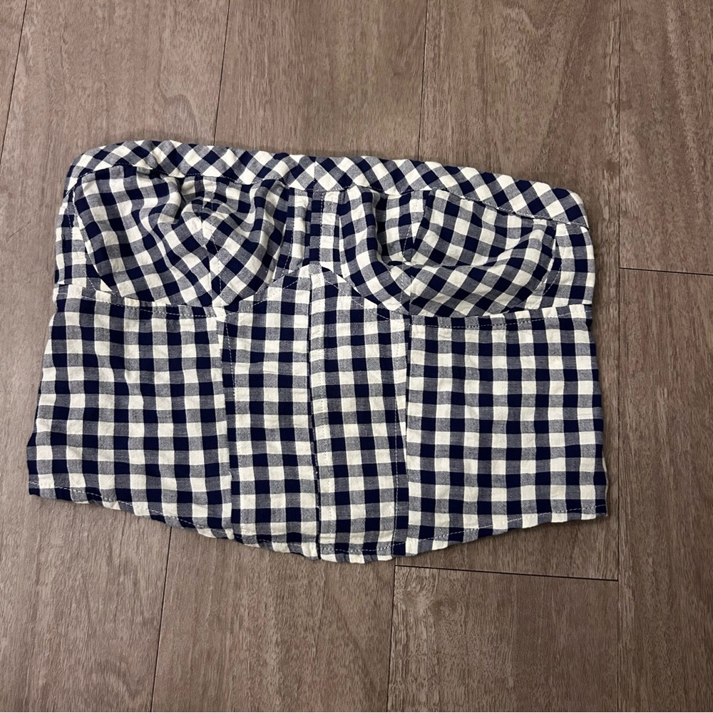 Gingham Checkered Strapless Crop Top | Free People | Size: Medium